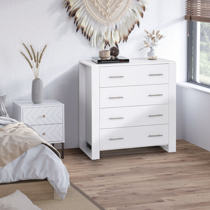 HOMCOM Particle Board 4-Drawer Bedroom Cabinet White