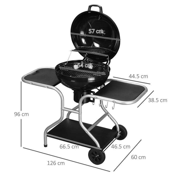 Charcoal Grill Trolley Barbecue Grill W/ Wheels