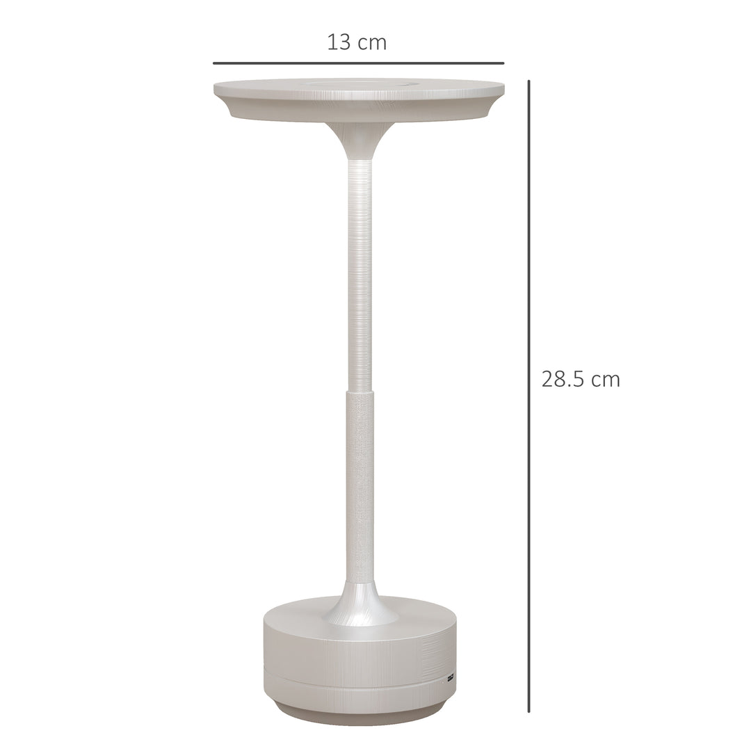 Cordless Table Lamp, Touch LED Desk Lamp with 4000mAh Rechargeable Battery, Silver