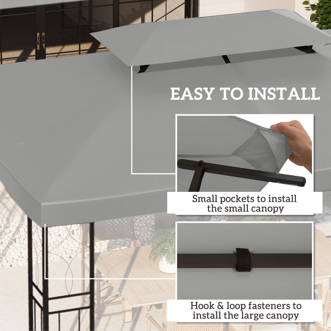 3x4m Gazebo Replacement Roof Canopy 2 Tier Top UV Cover Garden Patio Outdoor Sun Awning Shelters Light Grey (TOP ONLY)