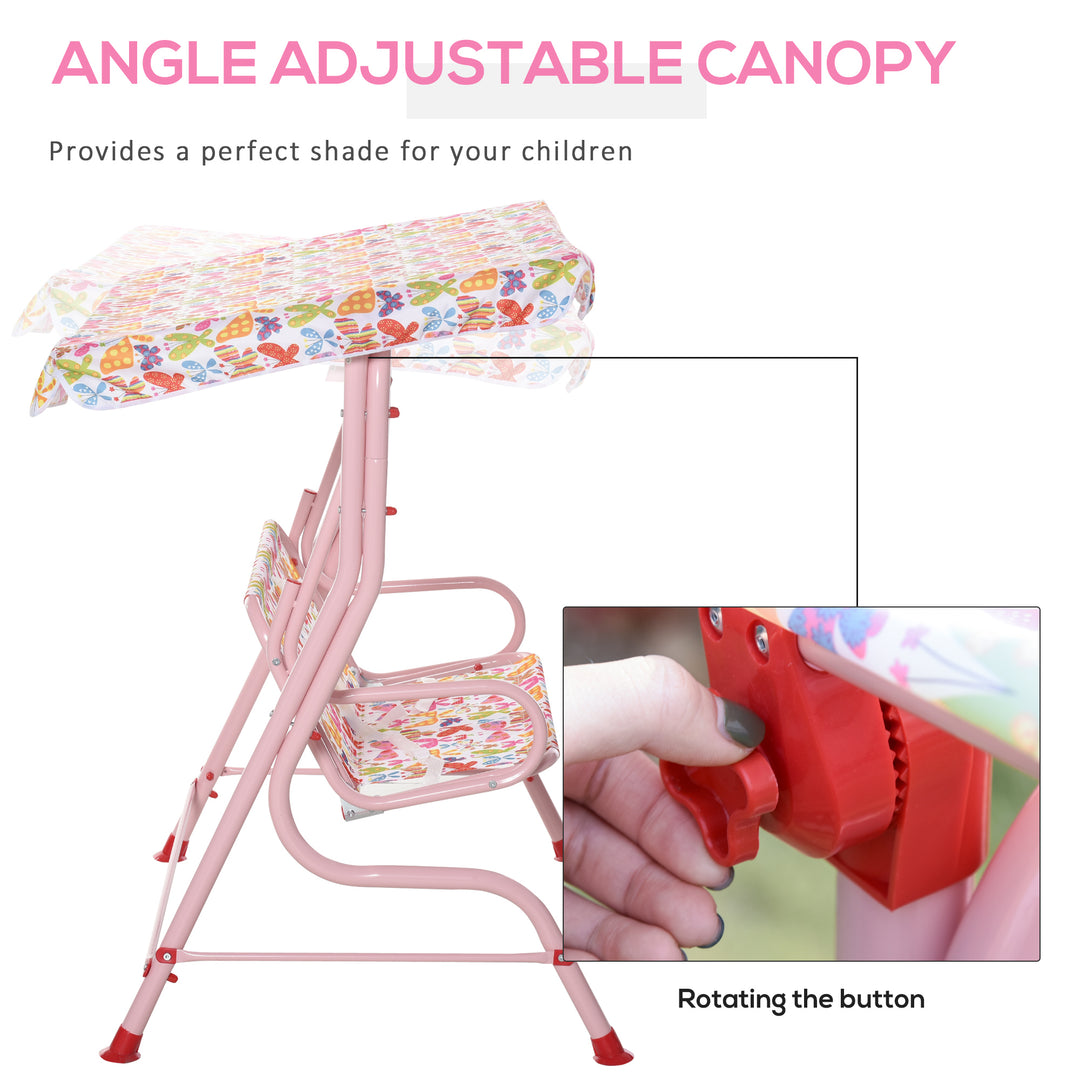 Kids Canopy Garden Swing Chair Hammock Lounge Toddler Seat Belt Awning Pink