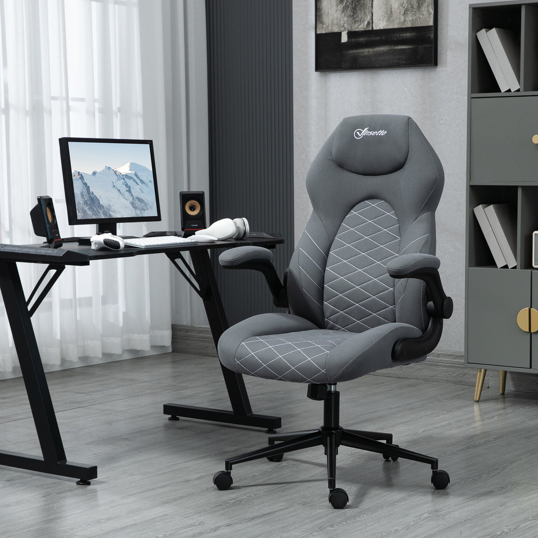 Office Chair w/ Flip Up Armrests, Swivel Seat Dark Grey