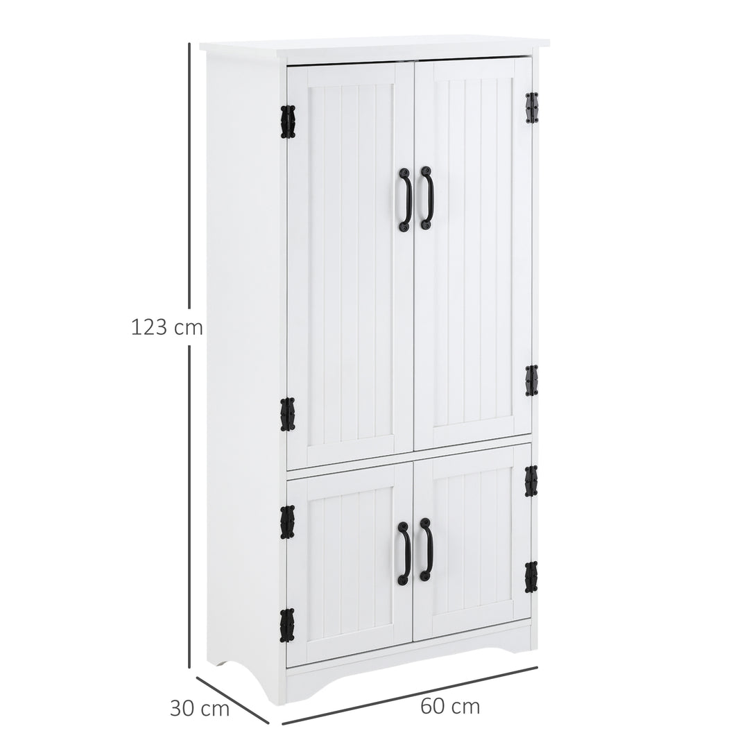 Accent Floor Storage Cabinet Kitchen Pantry with Adjustable Shelves and 2 Lower Doors, White