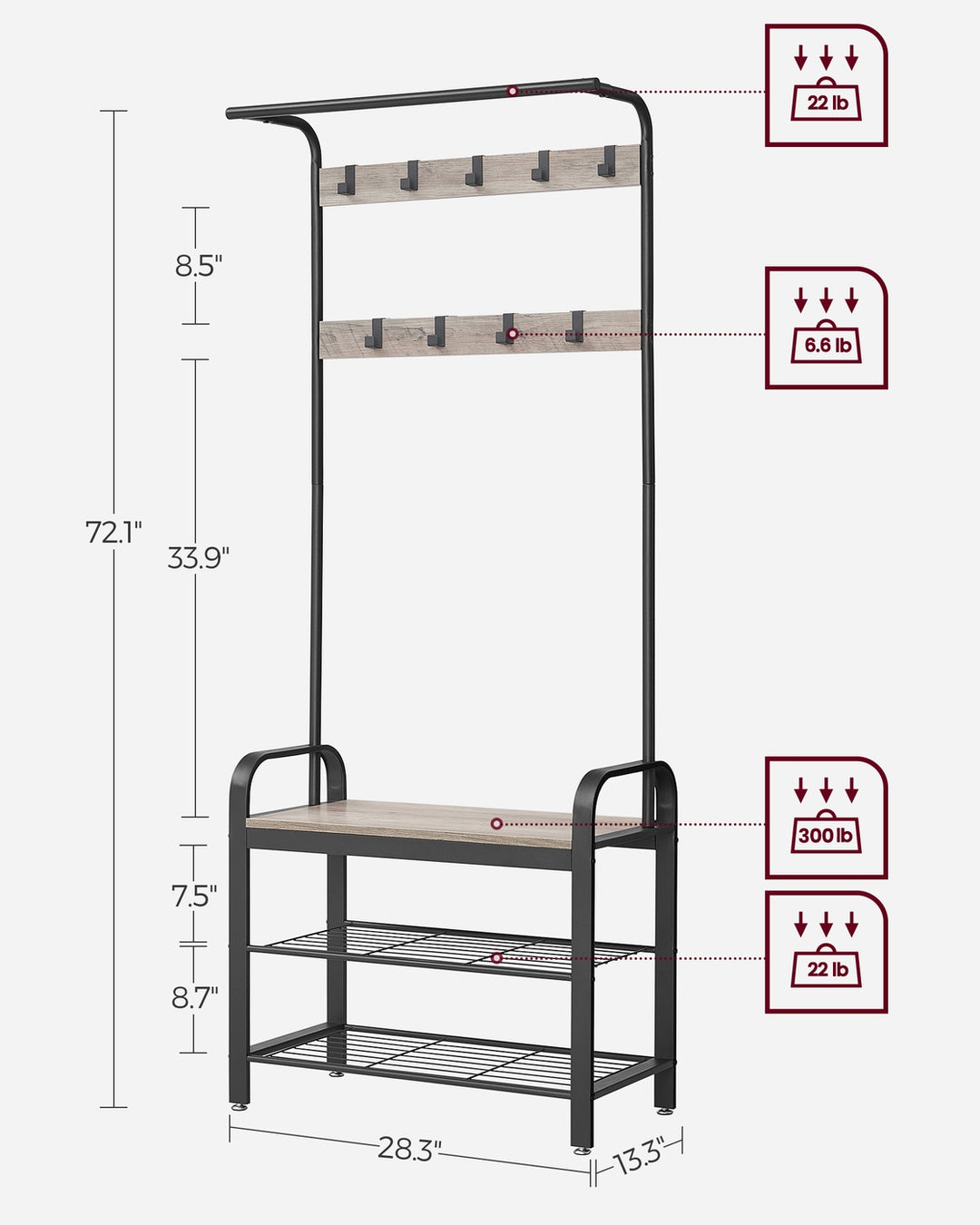 Hall Tree Free Standing
