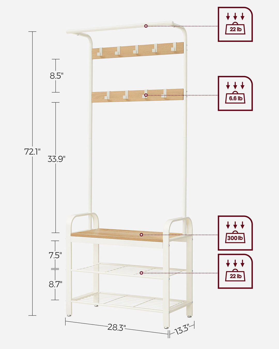 Oak Colour Coat Rack
