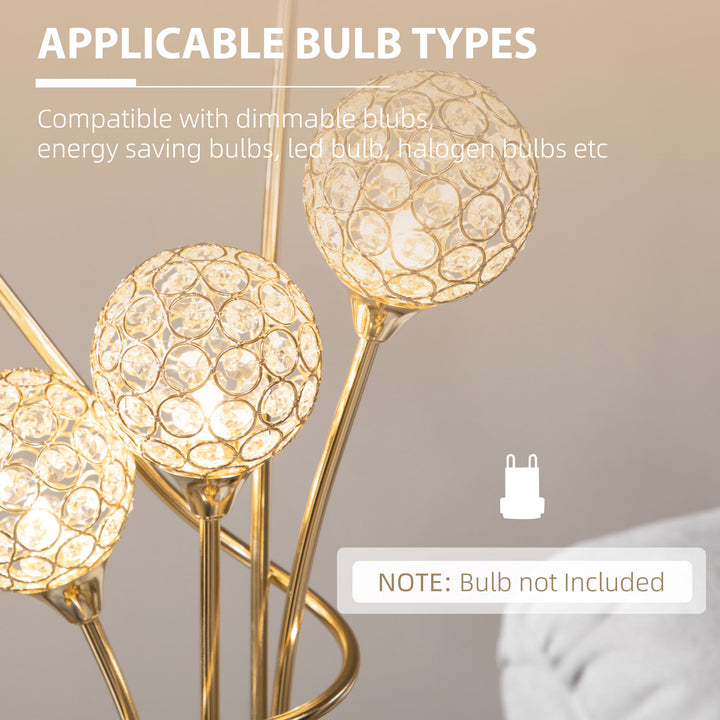 Crystal Floor Lamps for Living Room Bedroom with 5 Light, Modern Upright Standing Lamp, 34x25x156cm, Gold Tone