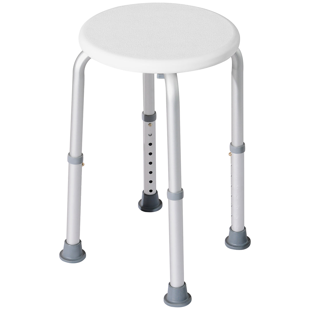 Adjustable Non-Slip Shower and Bath Stool,  32.5Wx41Dx35.5-54H cm-Cream White