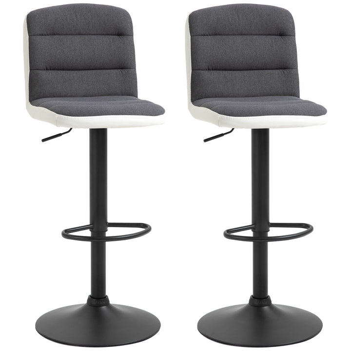 Bar stool Set of 2 Armless Adjustable Height Upholstered Bar Chair with Swivel Seat, Dark Grey