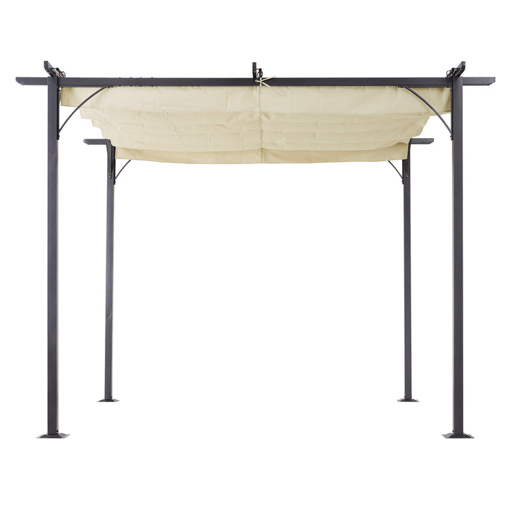 3 x 3(m) Metal Pergola Gazebo Awning Retractable Canopy Outdoor Garden Sun Shade Shelter Marquee Party BBQ Beige