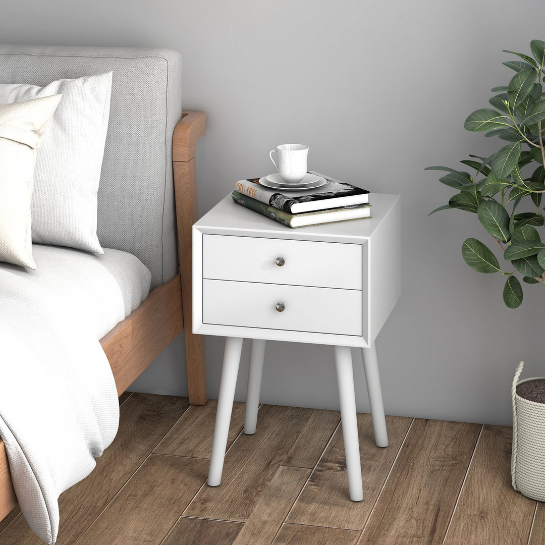 Nightstand with 2 Storage Drawers- White