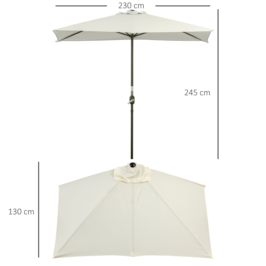 Balcony Half Parasol Semi Round Umbrella Patio Crank Handle (2.3m, Beige)- NO BASE INCLUDED