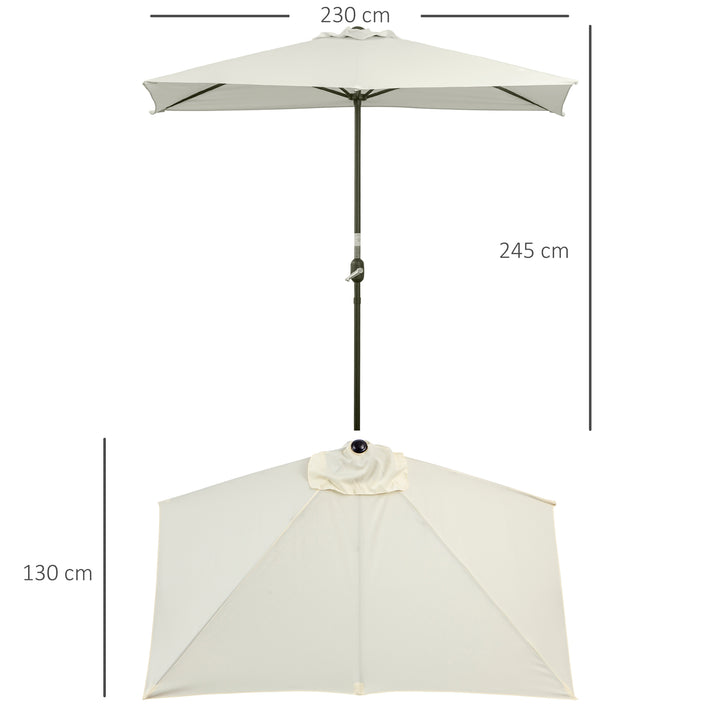 Balcony Half Parasol Semi Round Umbrella Patio Crank Handle (2.3m, Beige)- NO BASE INCLUDED