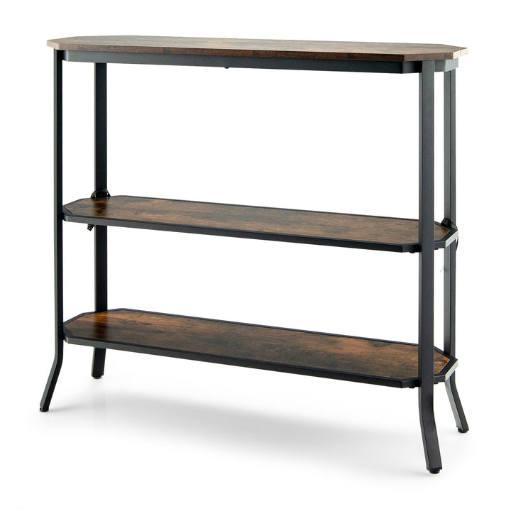 Console Table with Storage Shelf for Home Living Room-Rustic Brown