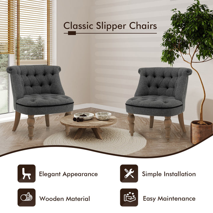 Upholstered Accent Chair Set of 2 for Living Room Bedroom and Office -Grey
