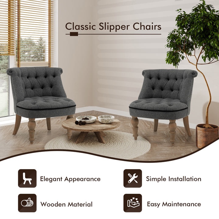 Upholstered Accent Chair Set of 2 for Living Room Bedroom and Office -Grey
