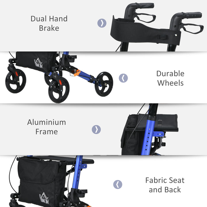 Rollator with Seat and Back, Folding Mobility Walker