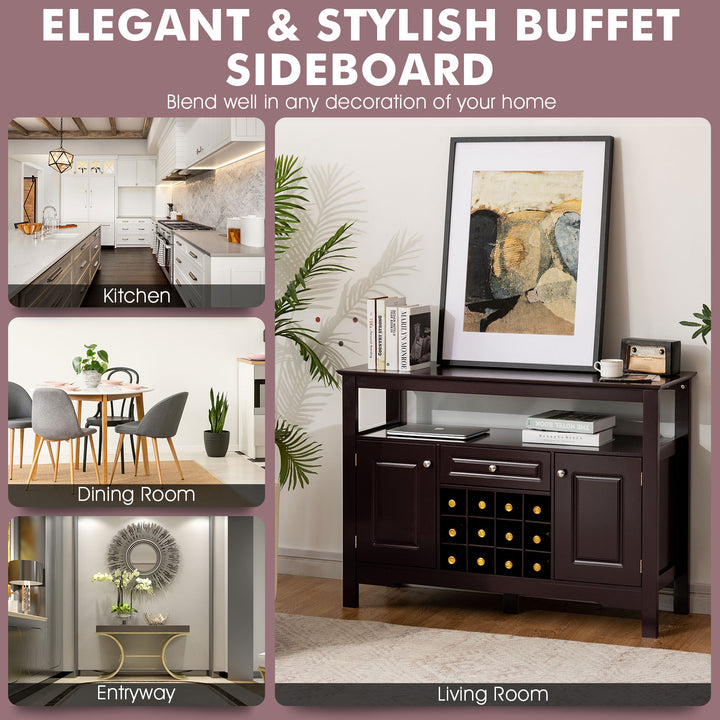 Modern Sideboard with 12 Wine Rack for Dining Room-Brown
