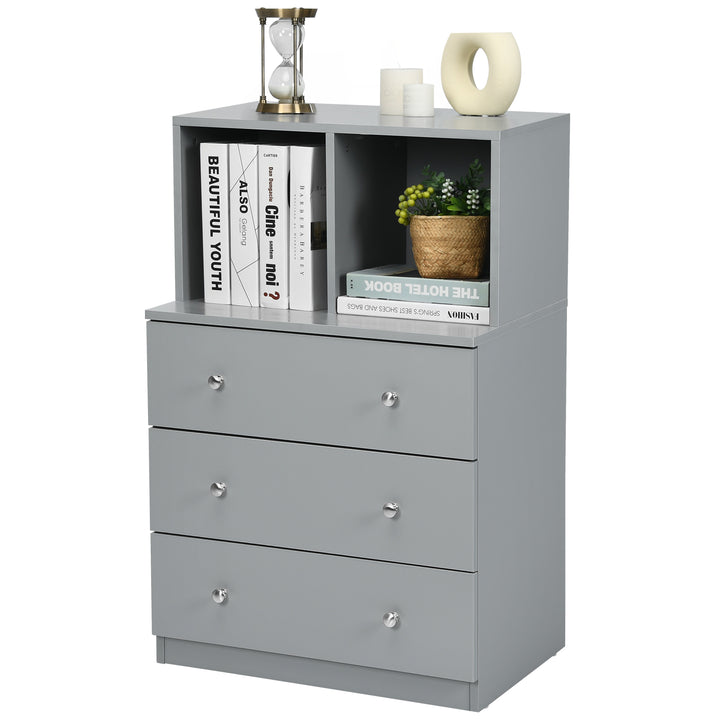 3-Drawer Dresser with 2 Open Compartments for Living Room Bedroom-Grey