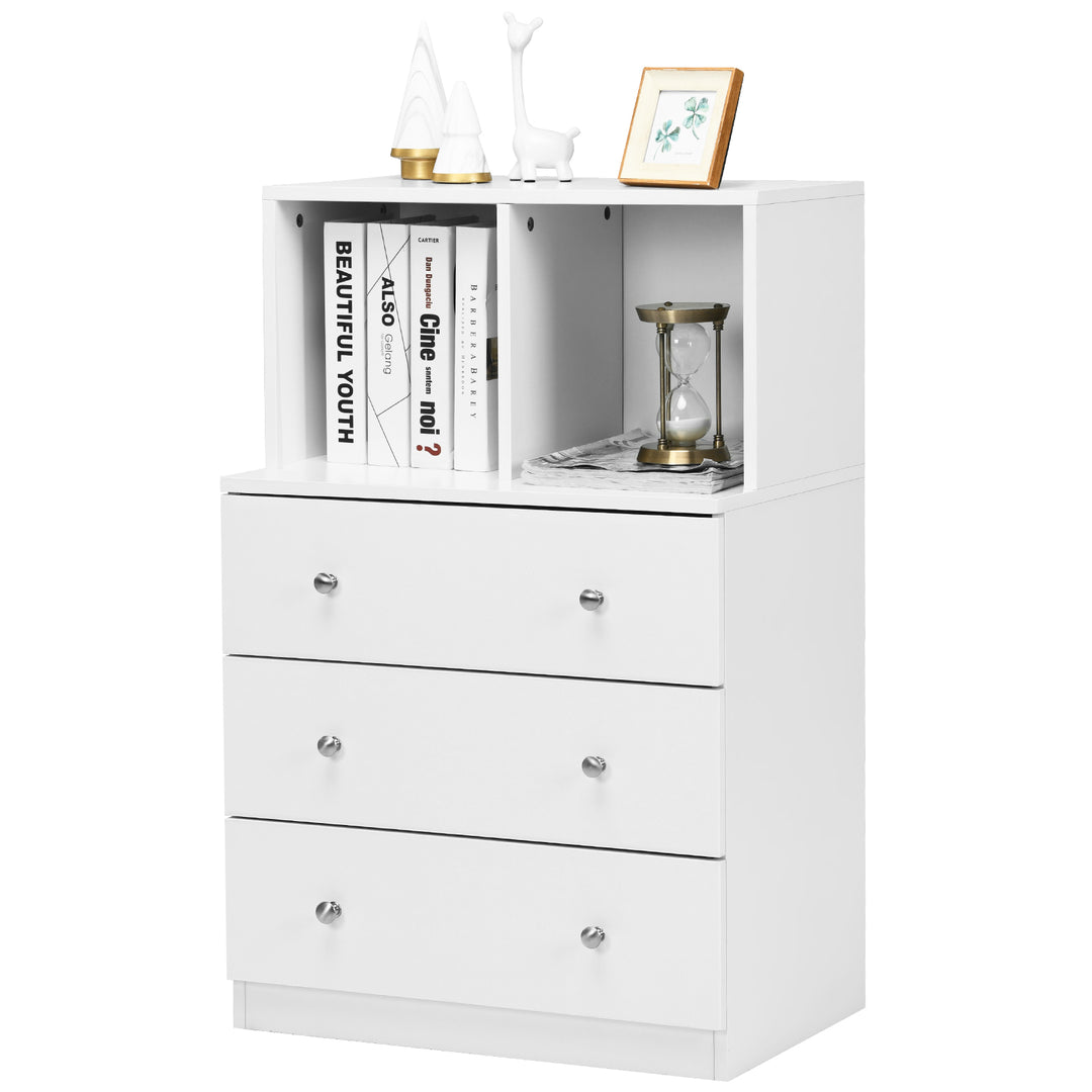 3-Drawer Dresser with 2 Open Compartments for Living Room Bedroom-White