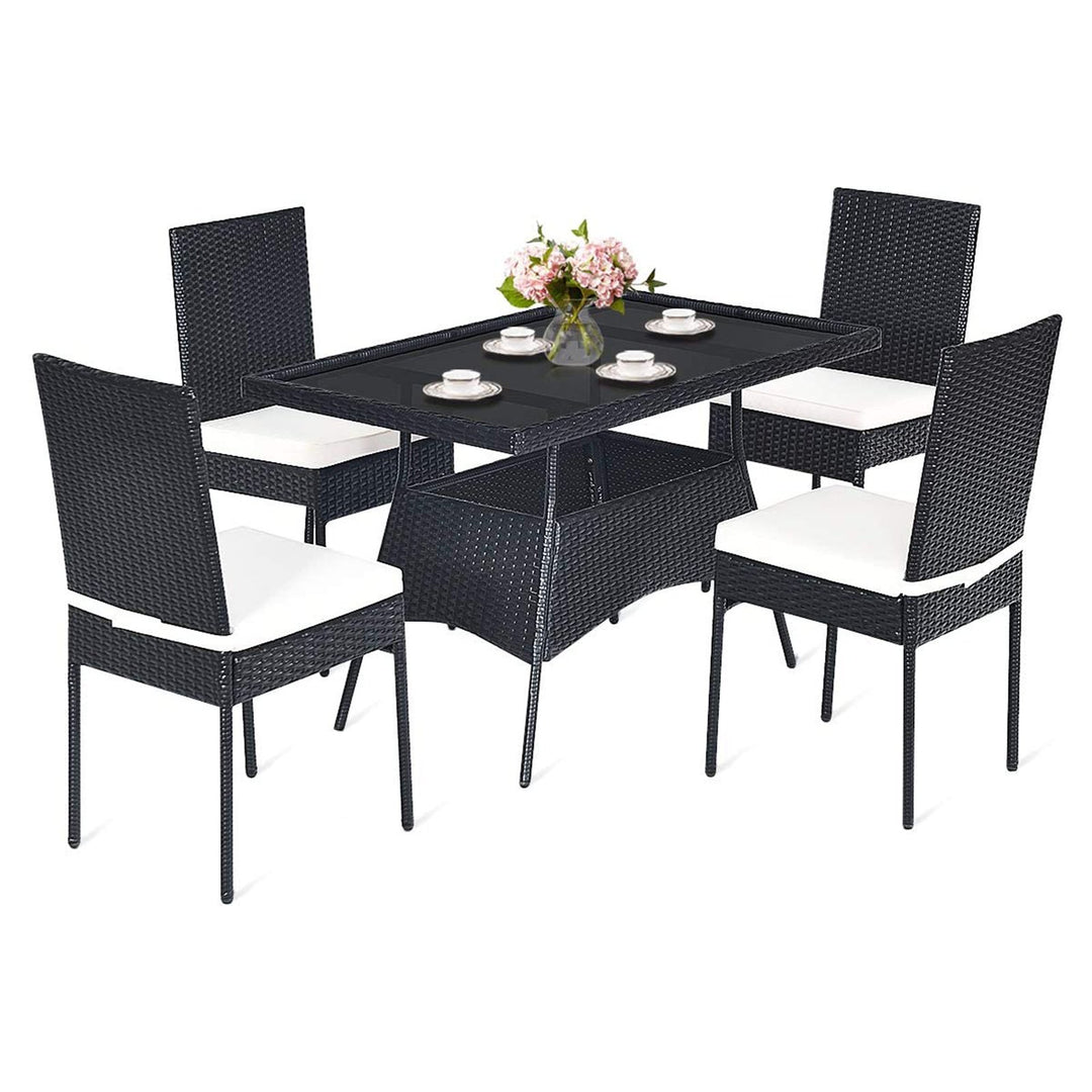 Dining Set  with Tempered Glass Top and Removable Cushions