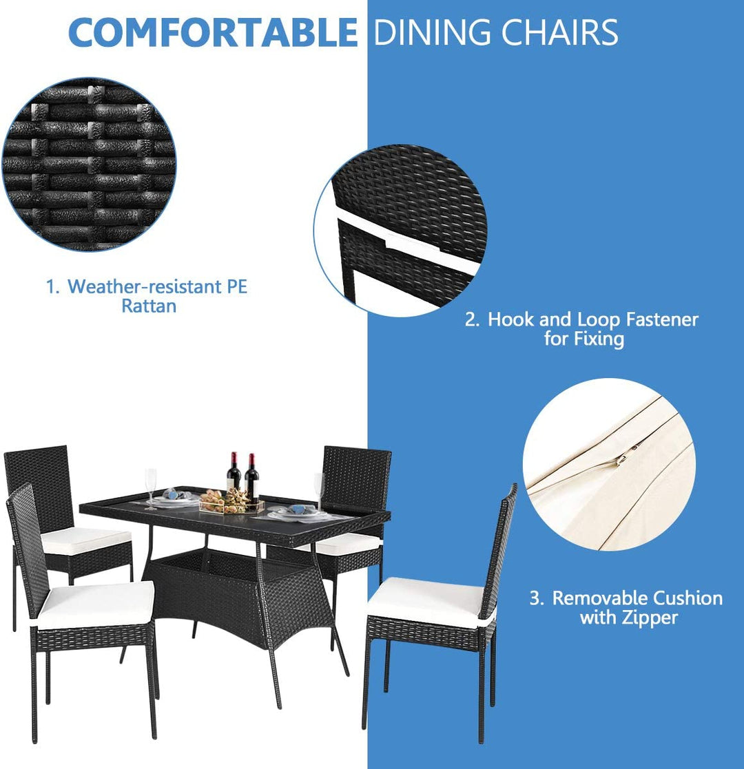 Dining Set  with Tempered Glass Top and Removable Cushions