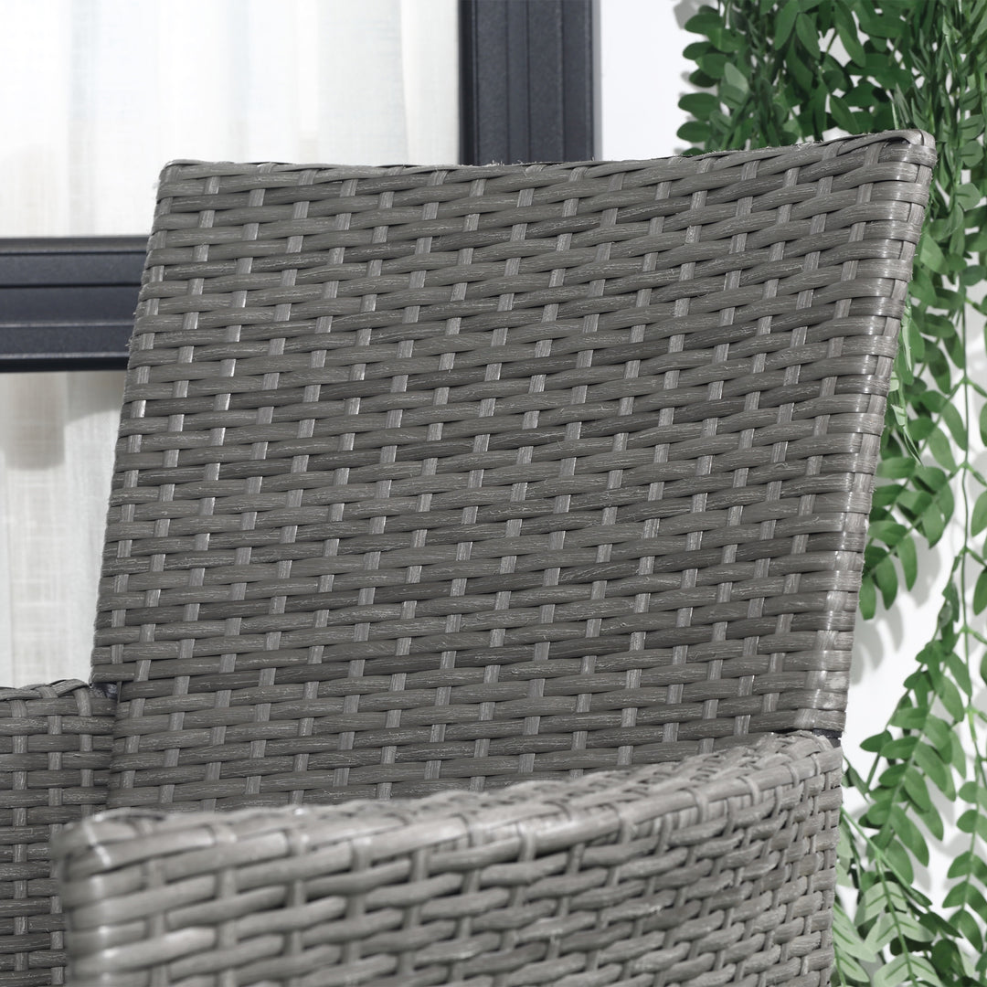 Three-Piece Rattan Bistro Set,with Cushions, Garden Furniture,Wicker Weave Conservatory Companion, Chair Table Set - Grey