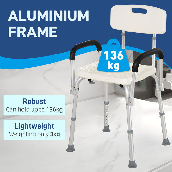 Adjustable Shower Bench with Back and Armrest