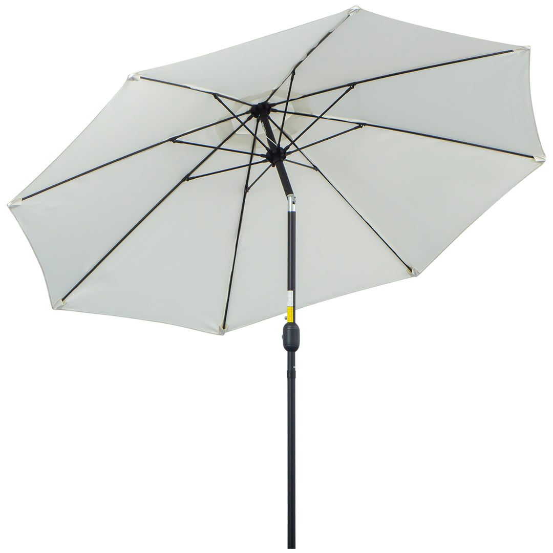 Garden Parasol Umbrella,Tilting Parasol W/three angles, Outdoor Sun Shade Canopy,Cream White，2.65H x Φ2.4m