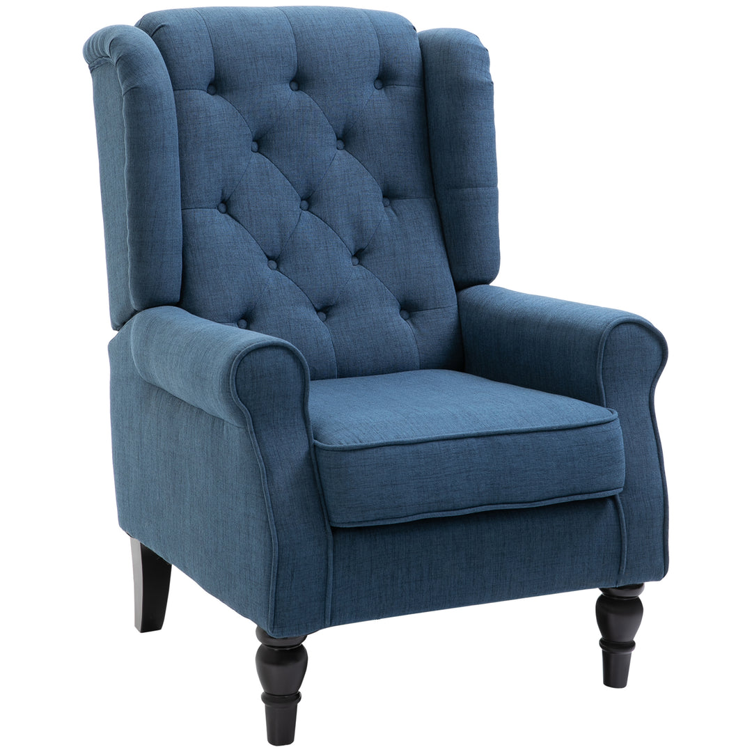 Wingback Accent Chair, Retro Upholstered Button Tufted Occasional Chair for Living Room and Bedroom, Blue