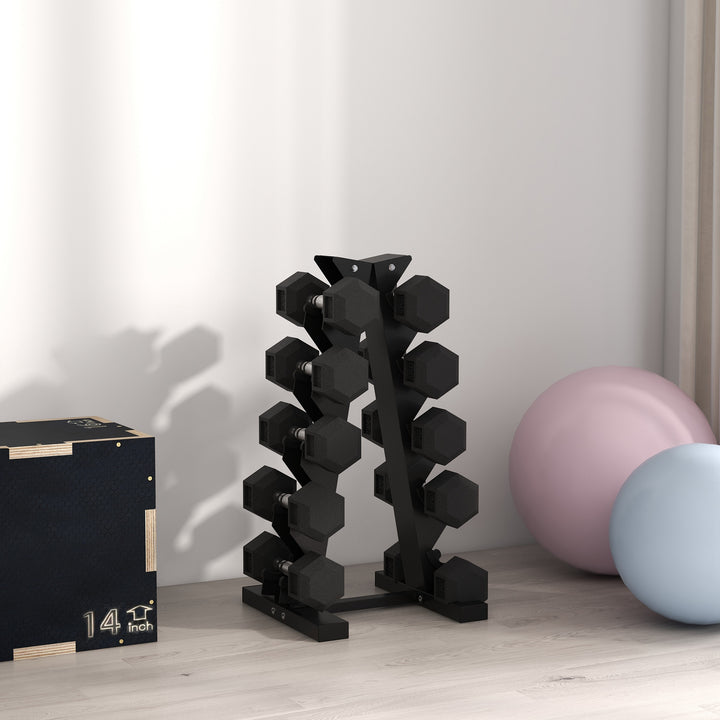 Five-Tier Dumbbell Storage Rack, for Home Gym Exercise - Black