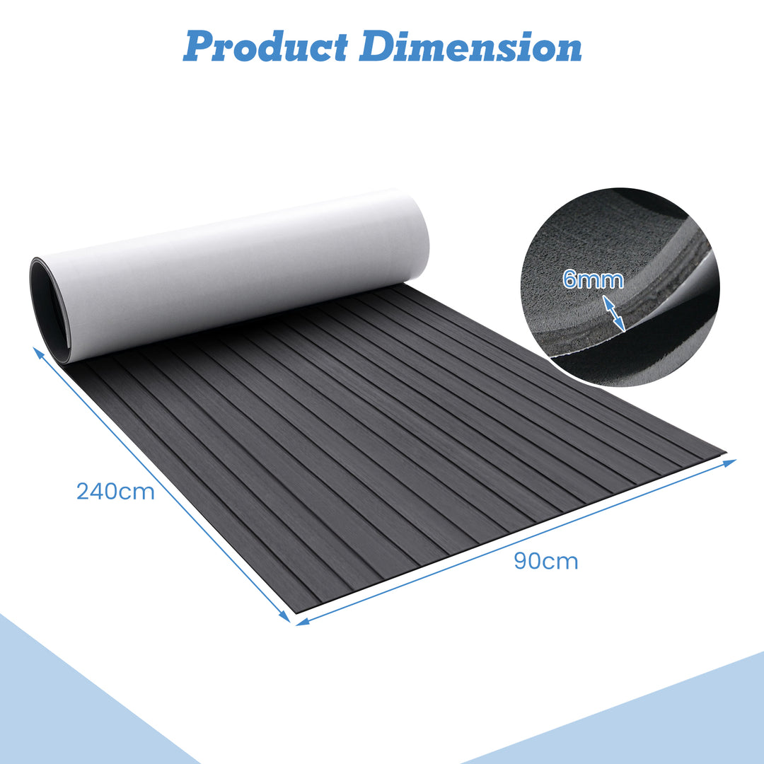 240 x 90 cm Non-Slip Marine Carpeting Mat-Dark Grey