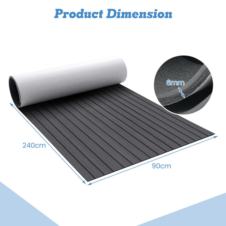 240 x 90 cm Non-Slip Marine Carpeting Mat-Dark Grey