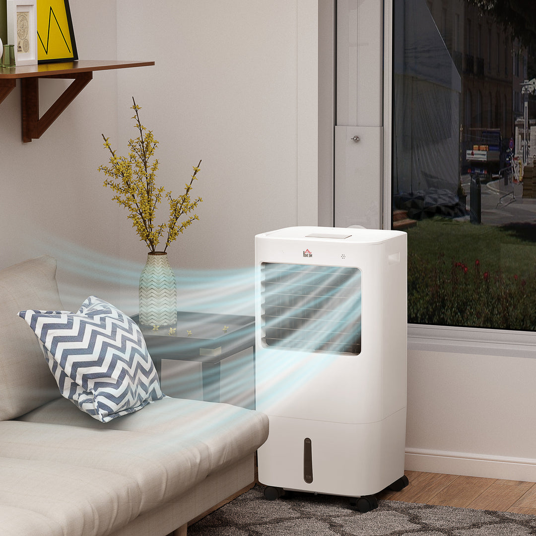 Air Cooler, Mobile Cooling Fan Humidifier Air Conditioner with 15L Water Tank, Oscillation, Remote, Timer, 32x37x74cm