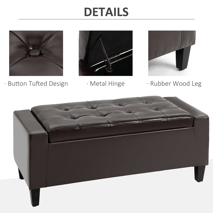 HOMCOM PU Leather Upholstered Lift-Top Tufted Ottoman Brown