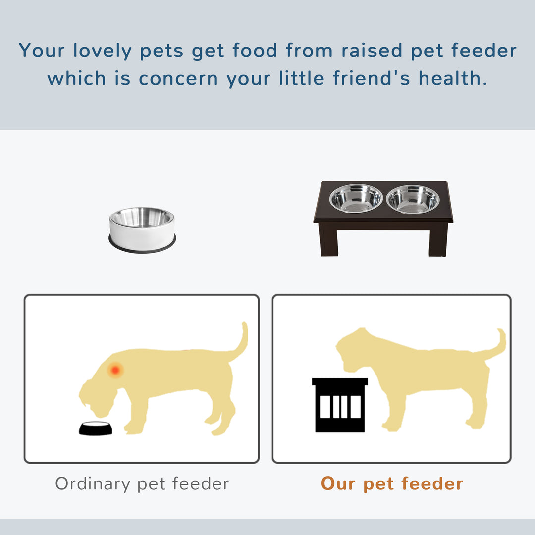 Pawhut Stainless Steel Pet Feeder, 58.4Lx30.5Wx25.4H cm-Brown