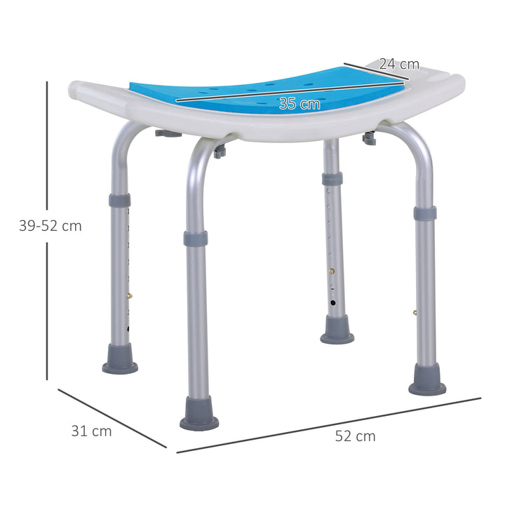 6-Level Height Adjustable Aluminium Bath Room Stool Chair Shower Non-Slip Design w/ Padded Seat Drainiage Holes Foot Pad - Blue