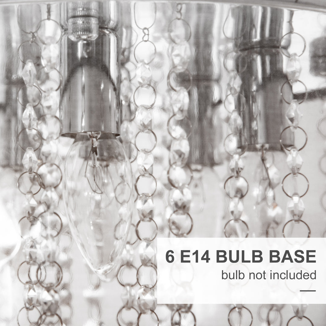 Modern Crystal Chandelier Flush Mount LED Ceiling Light with Drum Shade for Living Room Bedroom Dining Room Silver