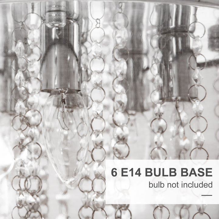 Modern Crystal Chandelier Flush Mount LED Ceiling Light with Drum Shade for Living Room Bedroom Dining Room Silver
