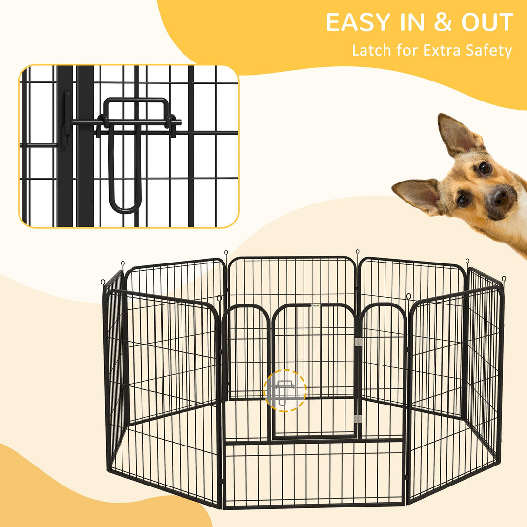 PawHut Heavy Duty 8 Panel Dog Pet Playpen for Puppy Rabbit Enclosure Foldable Indoor Outdoor 80 x 80 cm