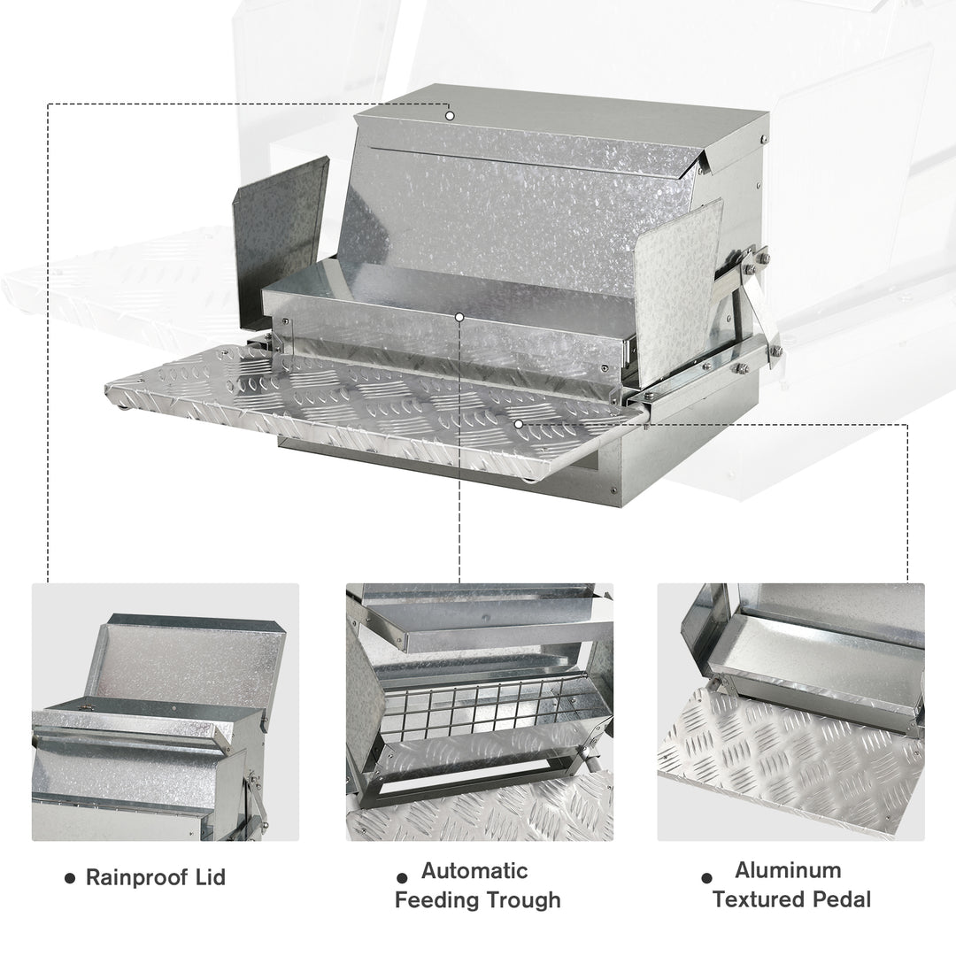 PawHut 11.5kg Capacity Automatic Chicken Poultry Feeder with a Galvanized Steel and Aluminium Build, Weatherproof Design