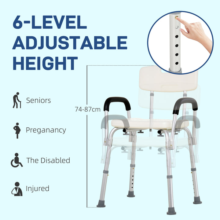 Adjustable Shower Bench with Back and Armrest