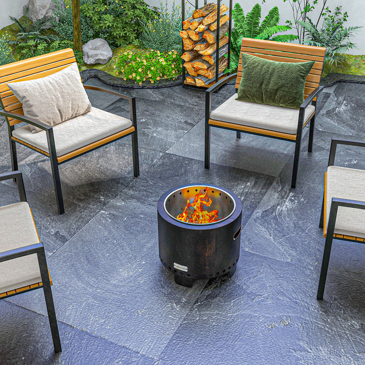 Metal Wood-burning Smokeless Fire Pit, Black