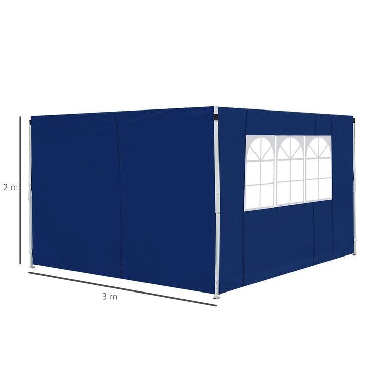 Outsunny 3m Gazebo Exchangeable Side Panel Panels W/ Window-Blue