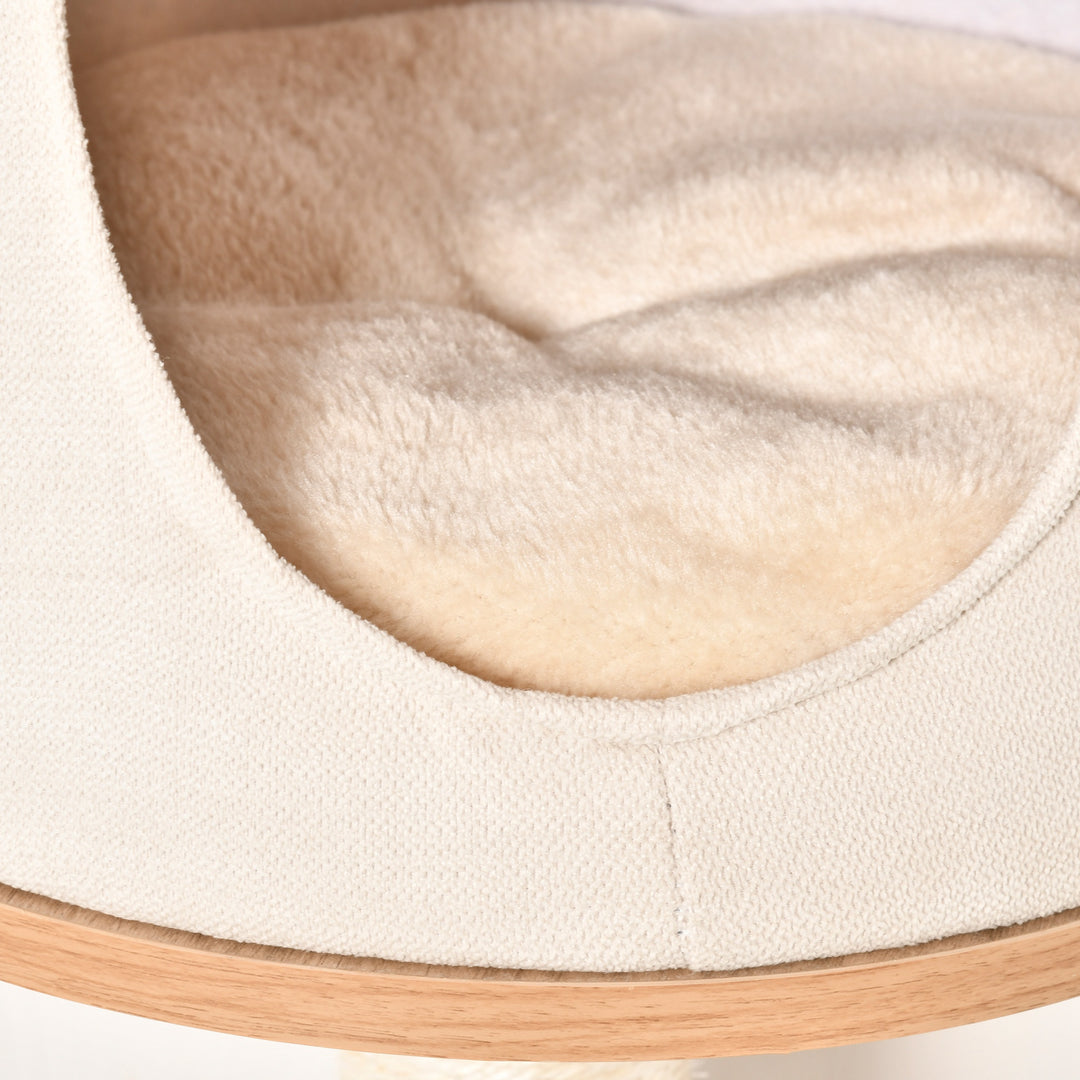 PawHut Cat Tree Cat Shelf Wall-Mounted Shelter Kitten Perch Climber Cat Furniture with Condo Bed Scratching Post 38 x 30 x 149cm Light Brown