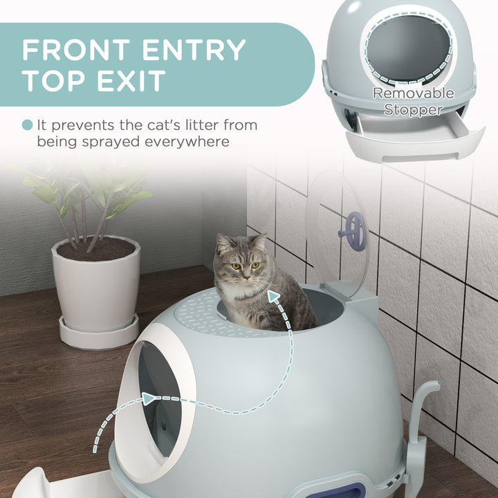 PawHut Cat Litter Box With Litter Scoop, Drawer-Type Easy To Clean, Skylight, Light And Easy To Move