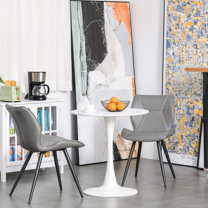 Modern Round Dining Table Leisure Coffee Bistro Table with Metal Base for Kitchen &amp; Dining Room White