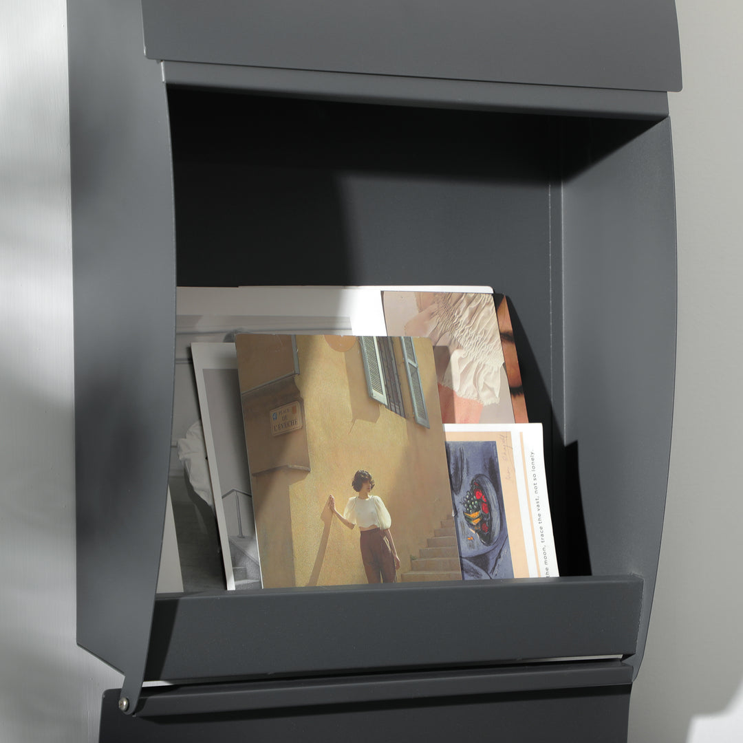 Wall Mounted Letter Box, Weatherproof Post Box, Anthracite Grey