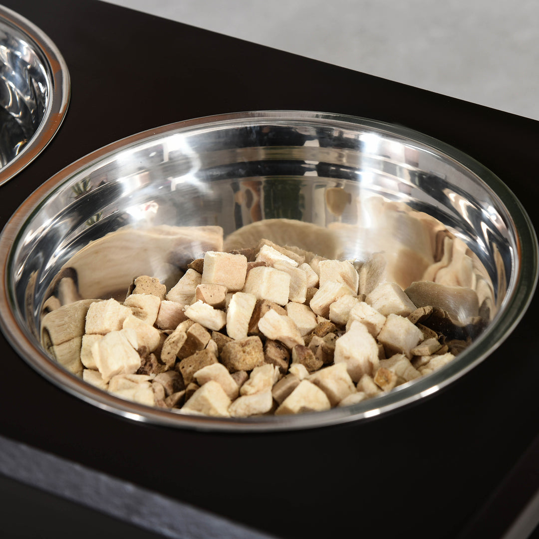 Pawhut Stainless Steel Pet Feeder, 58.4Lx30.5Wx25.4H cm-Brown