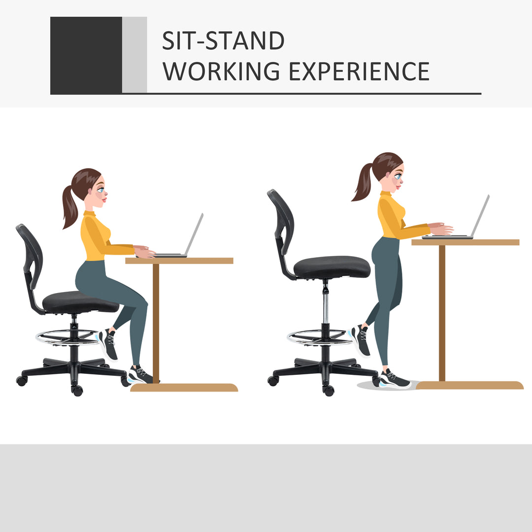 Ergonomic Mesh Standing Desk Chair with Adjustable Footrest Ring and Seat Height Black