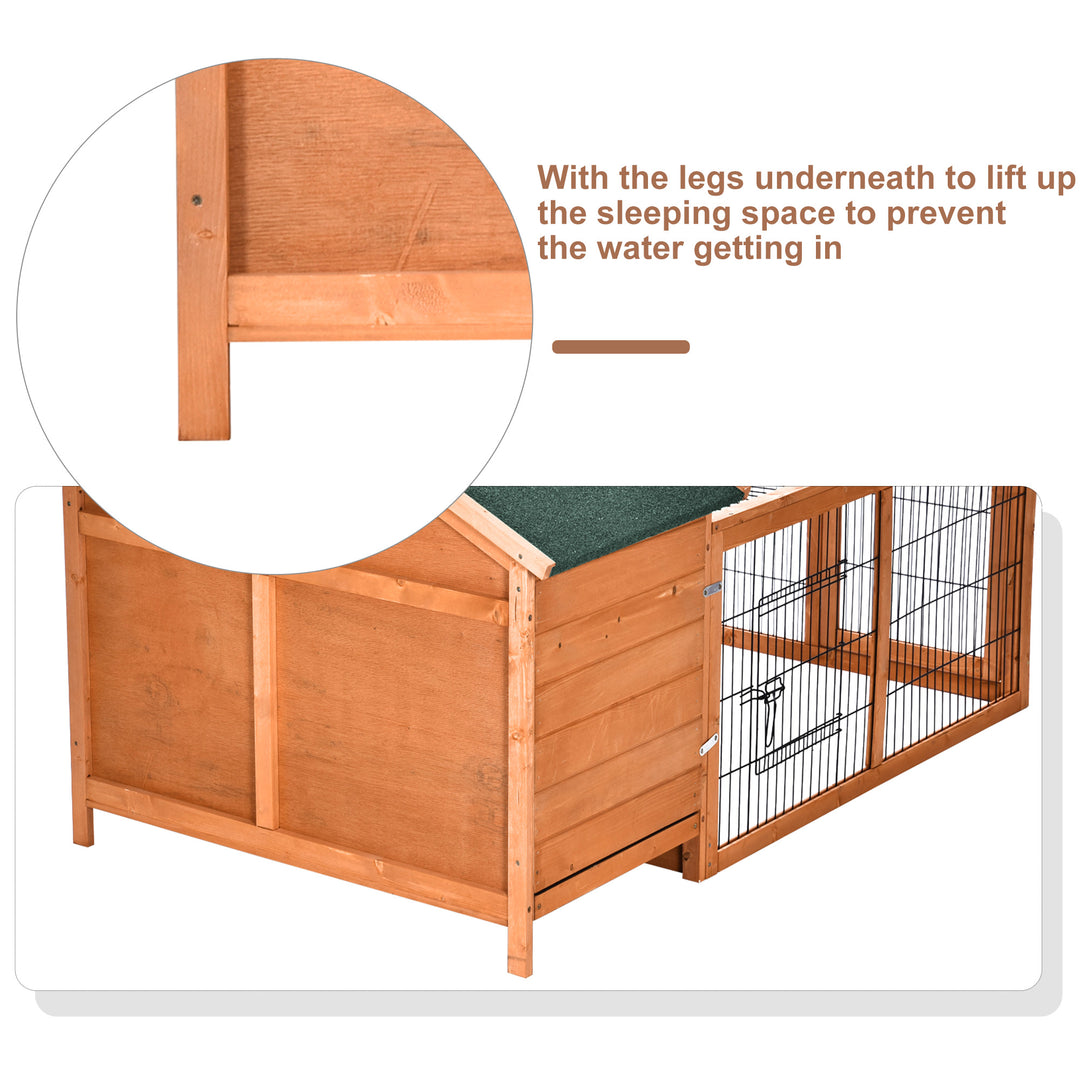 Wooden Guinea Pigs Hutches Detachable Rabbit Cage Pet House with Openable Run &amp; Roof Slide-out Tray